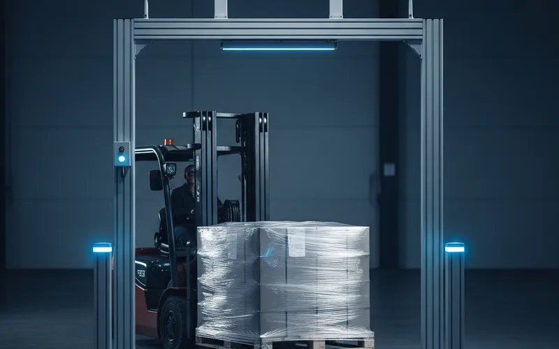 Portal de lectura RFID instalado en el ingreso de una planta