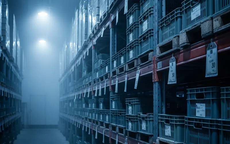 Food crates in the cold chain with sensor RFID tags