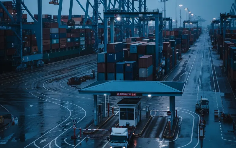 Container yard with RFID identification